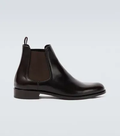 Giorgio Armani Leather Chelsea Boots In Brown