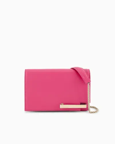 Giorgio Armani Leather Clutch Bag With Shoulder Strap In Fuchsia