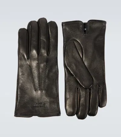 Giorgio Armani Leather Gloves In Black