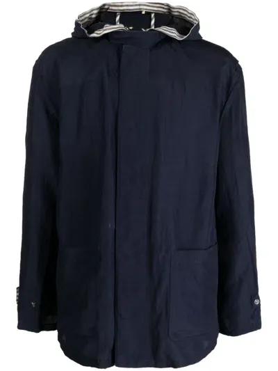 Giorgio Armani Lightweight Hooded Jacket In Blue