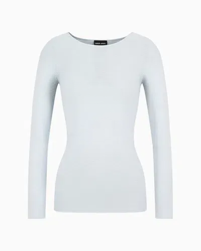 Giorgio Armani Links-stitch Viscose Long-sleeved Jumper In White