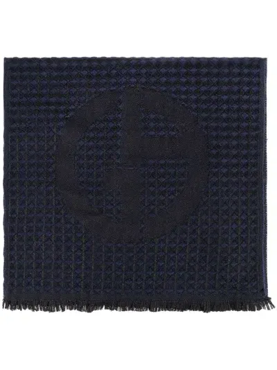 Giorgio Armani Logo-jacquard Scarf In Blue