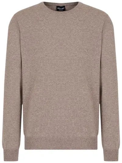 Giorgio Armani Official Store Pure Cashmere Crew-neck Jumper In Brown