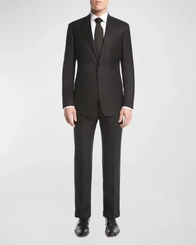 Giorgio Armani Men's Basic Wool Two-piece Suit In Solid Black