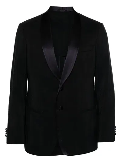 Giorgio Armani Crease-effect Single-breasted Blazer In Black