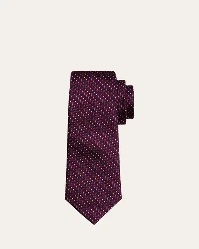 Giorgio Armani Men's Silk Diagonal Striped Tie In Solid Dark Red