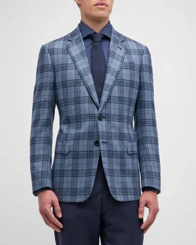 Giorgio Armani Men's Soft Wool-cashmere Plaid Sport Coat In Navy