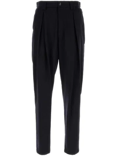 Giorgio Armani Virgin Wool Tailored Trousers In Blue