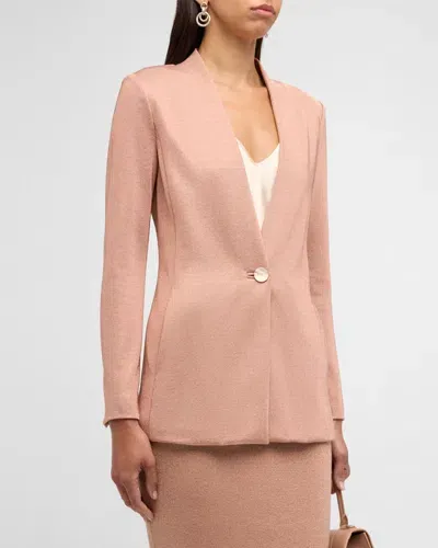 Giorgio Armani Metallic Bonded Jersey One-button Blazer In Solid Light/pastel P