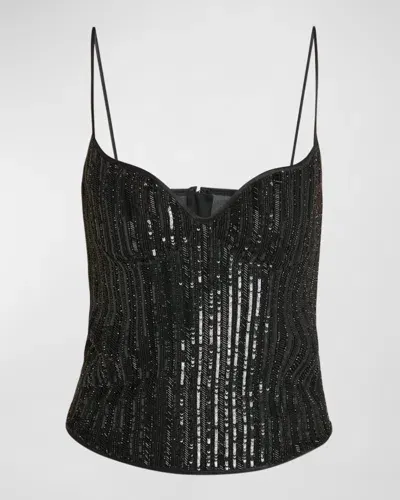 Giorgio Armani Micro Baguette And Sequin Bustier Top In Solid Black