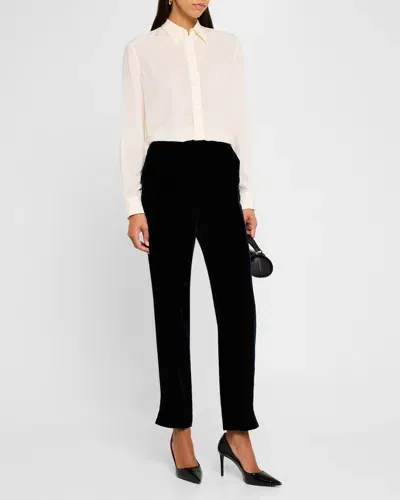 Giorgio Armani Mid-rise Slim-leg Velvet Trousers In Navy