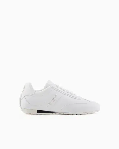 Giorgio Armani Nappa-leather Sneakers In White