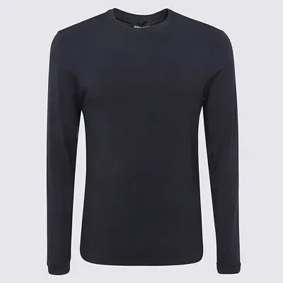 Giorgio Armani Navy Blue Viscose Blent T-shirt In Blau