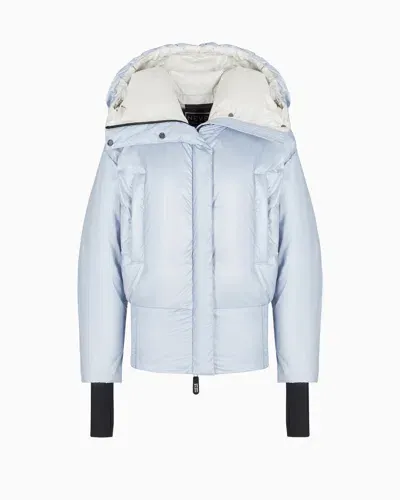 Giorgio Armani Neve Padded Jacket In Pearlescent Fabric In Blue