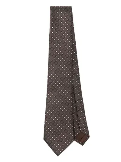 Giorgio Armani Patterned-jacquard Tie In 褐色