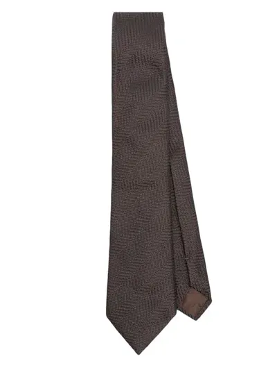 Giorgio Armani Patterned-jacquard Tie In Brown