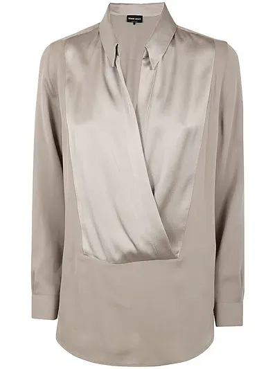 Giorgio Armani Plastron Shirt In Blanco