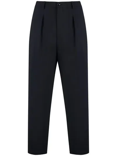 Giorgio Armani Pleat-detailing Tapered Trousers In Black