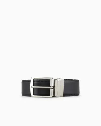 Giorgio Armani Reversible Leather Belt In Black