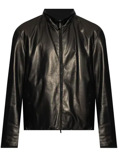 Giorgio Armani Reversible Leather Jacket In Black