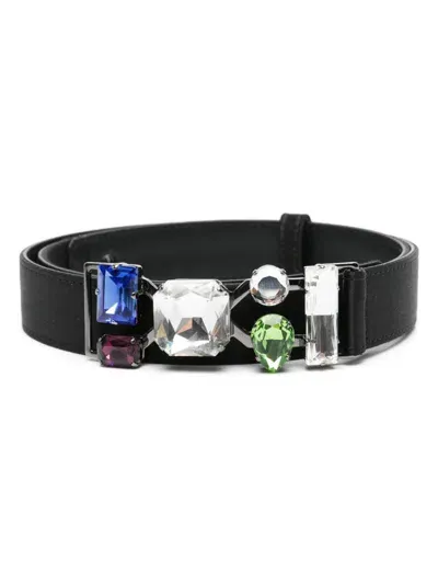 Giorgio Armani Rhinestone-buckle Belt In 80001 Nero