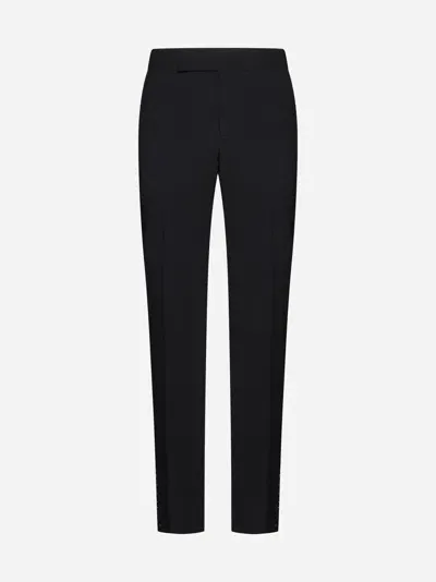 Giorgio Armani Rhinestoned Wool Tuxedo Trousers In Black