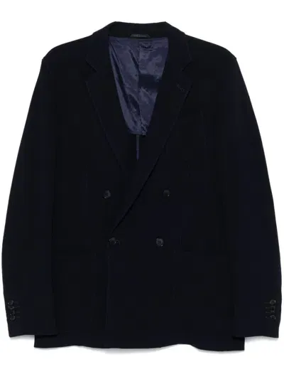 Giorgio Armani Ribbed Blazer In Blue