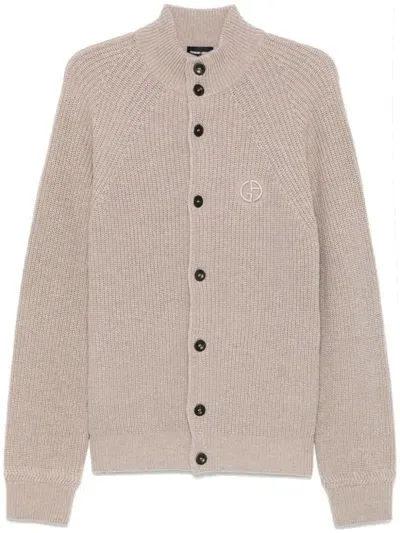 Giorgio Armani Ribbed-knit Cardigan In Nude & Neutrals