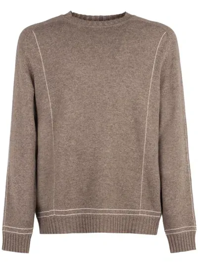 Giorgio Armani Ribbed Knit Sweater In Beige