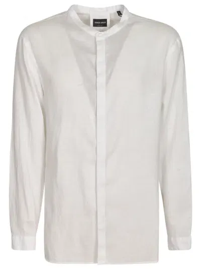 Giorgio Armani Round Collar Shirt In White