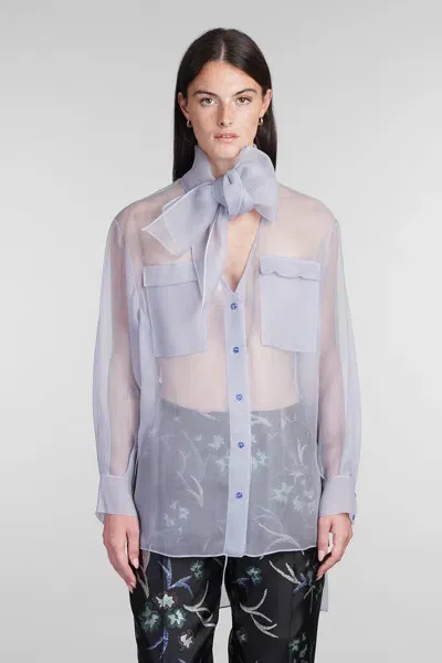 Giorgio Armani Shirt In Cyan Silk In Blue