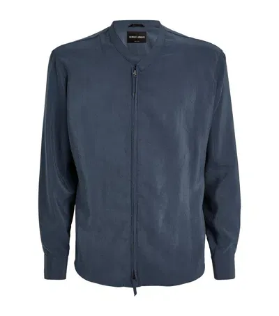 Giorgio Armani Silk-blend Bomber Jacket In Purple