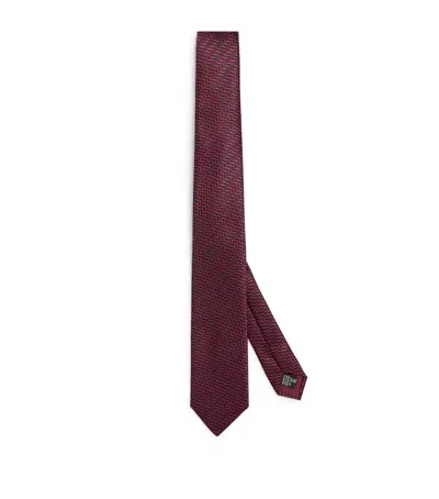 Giorgio Armani Silk Geometric Jacquard Tie In Red