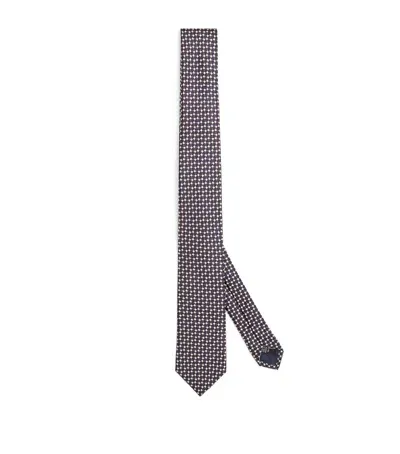 Giorgio Armani Silk Geometric Print Tie In Blue