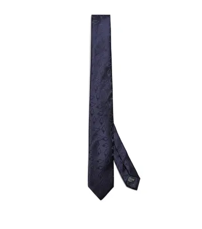 Giorgio Armani Silk Jacquard Tie In Blue