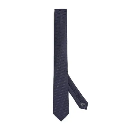 Giorgio Armani Silk Jacquard Tie In Blue