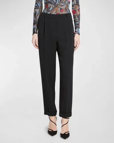 Giorgio Armani Slim-leg Cuffed Trousers In Black