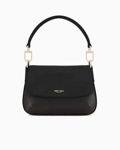 Giorgio Armani Small La Prima Soft Baguette Bag In Nappa Leather In Black