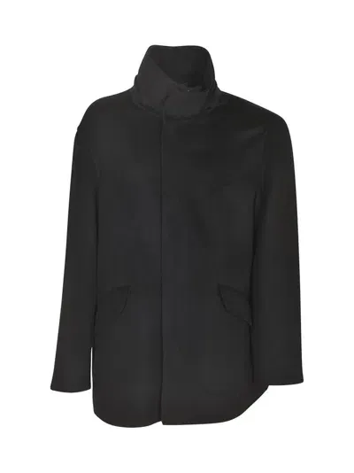 Giorgio Armani Straight Hem Pea Coat In Black