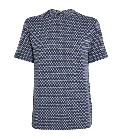 Giorgio Armani Stretch Viscose Jacquard T-shirt In Multi