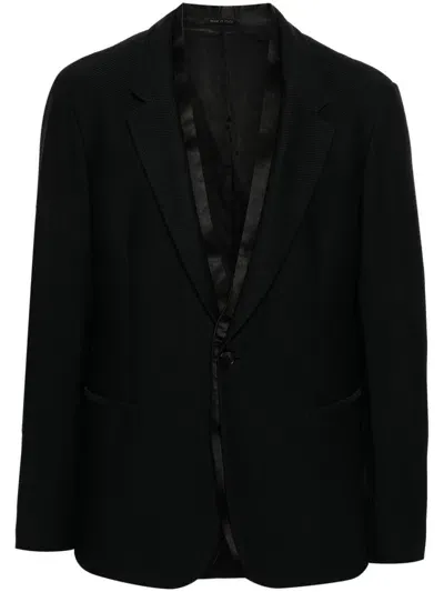 Giorgio Armani Textured-finish Blazer In Black