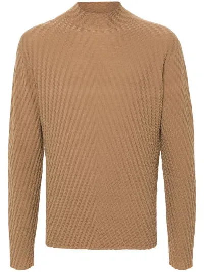 Giorgio Armani Textured Sweater In Neutrals