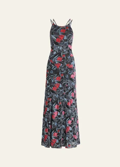 Giorgio Armani Official Store Viscose-blend Floral Jacquard Long Dress In Pattern