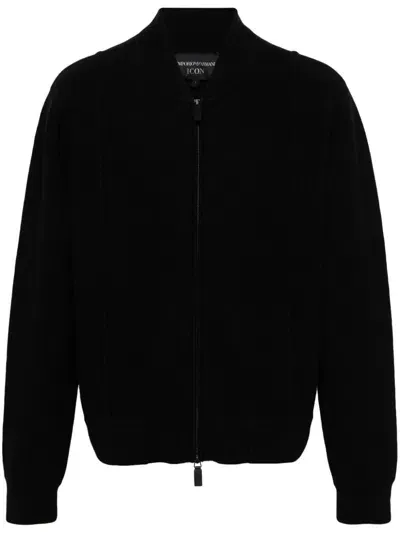 Giorgio Armani Virgin-wool Cardigan In Black