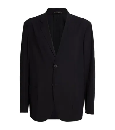 Giorgio Armani Virgin Wool Single-breasted Blazer In Blue