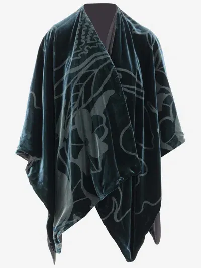 Giorgio Armani Viscose Blend Velvet Cape With Floral Pattern In Printed