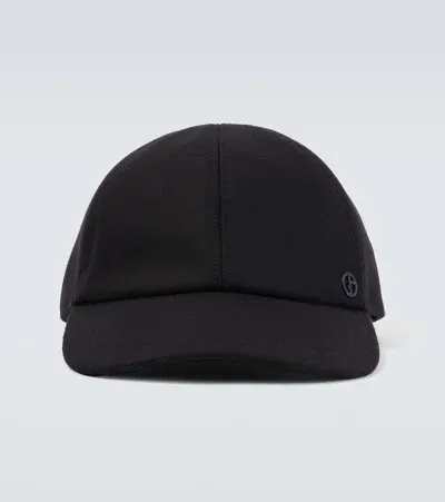 Giorgio Armani Wool And Cashmere-blend Baseball Cap In Black