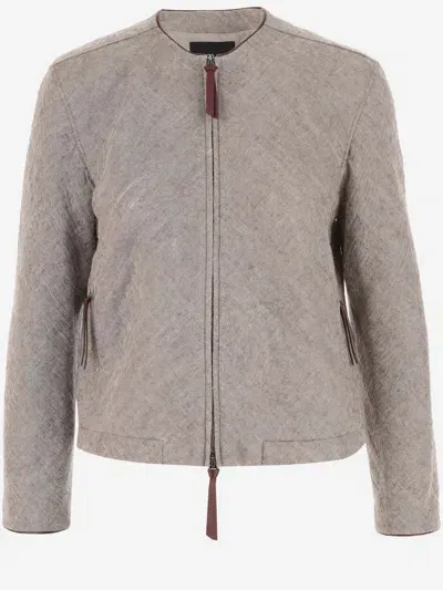 Giorgio Armani Wool And Silk Blend Jacket In Grey