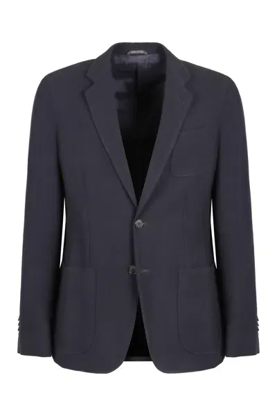 Giorgio Armani Wool Blend Blazer In Blue