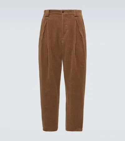 Giorgio Armani Wool-blend Corduroy Tapered Pants In Brown